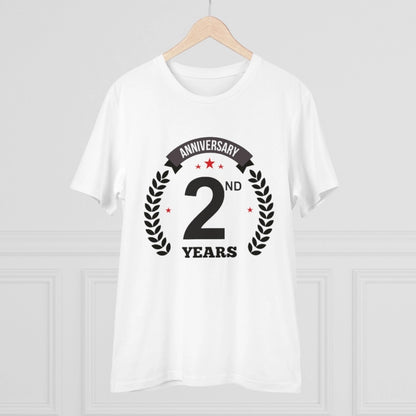 Men's PC Cotton 2nd Anniversary Printed T Shirt (Color: White, Thread Count: 180GSM)