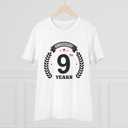 Men's PC Cotton 9th Anniversary Printed T Shirt (Color: White, Thread Count: 180GSM)