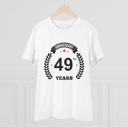 Men's PC Cotton 49th Anniversary Printed T Shirt (Color: White, Thread Count: 180GSM)