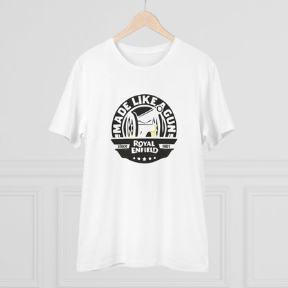 Men's PC Cotton Bike Ride Design Printed T Shirt (Color: White, Thread Count: 180GSM)