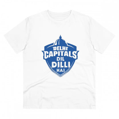 Men's PC Cotton Cricket Design Printed T Shirt (Color: White, Thread Count: 180GSM)