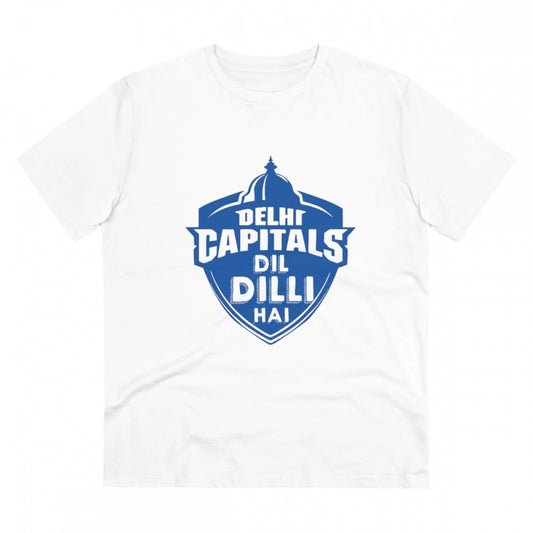 Men's PC Cotton Cricket Design Printed T Shirt (Color: White, Thread Count: 180GSM)