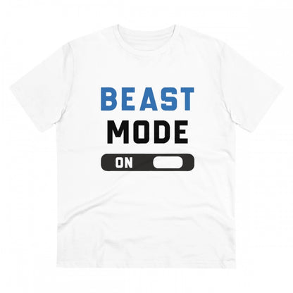 Men's PC Cotton Beast Mode On Printed T Shirt (Color: White, Thread Count: 180GSM)