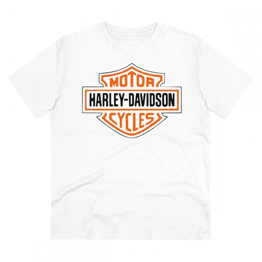 Men's PC Cotton Bike Ride Design Printed T Shirt (Color: White, Thread Count: 180GSM)