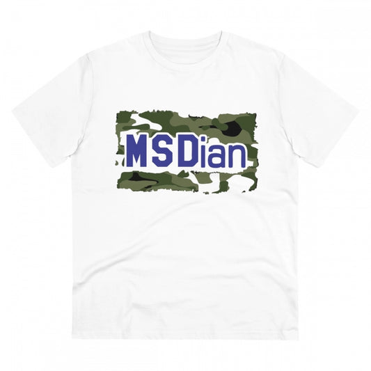 Men's PC Cotton Cricket Design Printed T Shirt (Color: White, Thread Count: 180GSM)
