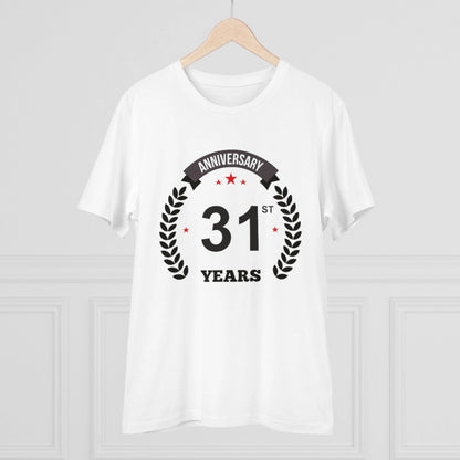 Men's PC Cotton 31st Anniversary Printed T Shirt (Color: White, Thread Count: 180GSM)