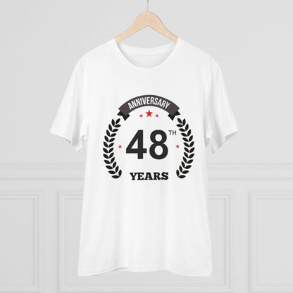 Men's PC Cotton 48th Anniversary Printed T Shirt (Color: White, Thread Count: 180GSM)