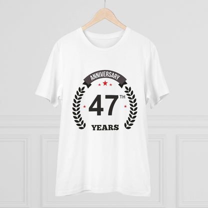 Men's PC Cotton 47th Anniversary Printed T Shirt (Color: White, Thread Count: 180GSM)