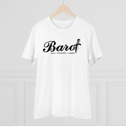 Men's PC Cotton Cast Design Barot Printed T Shirt (Color: White, Thread Count: 180GSM)