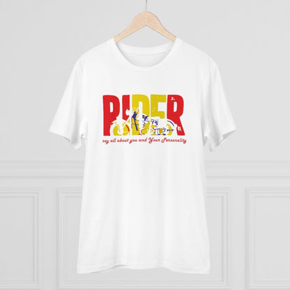 Men's PC Cotton Bike Ride Design Printed T Shirt (Color: White, Thread Count: 180GSM)