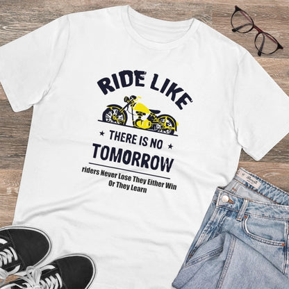 Men's PC Cotton Bike Ride Design Printed T Shirt (Color: White, Thread Count: 180GSM)