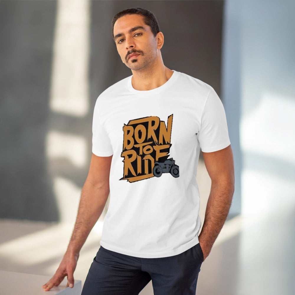 Men's PC Cotton Explore The Unseen Printed T Shirt (Color: White, Thread Count: 180GSM)