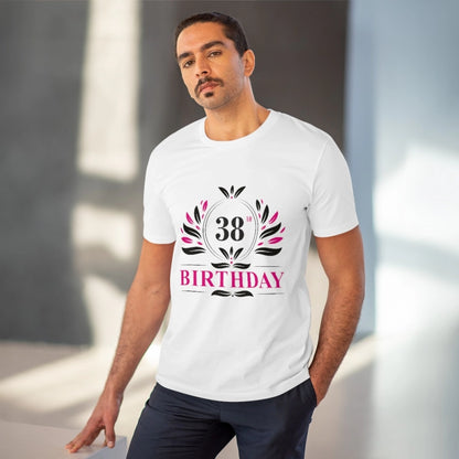 Men's PC Cotton 38th Birthday Printed T Shirt (Color: White, Thread Count: 180GSM)