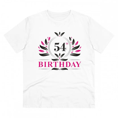 Men's PC Cotton 54th Birthday Printed T Shirt (Color: White, Thread Count: 180GSM)