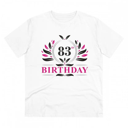 Men's PC Cotton 83rd Birthday Printed T Shirt (Color: White, Thread Count: 180GSM)