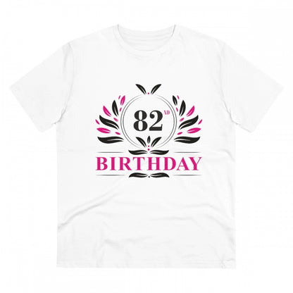 Men's PC Cotton 82nd Birthday Printed T Shirt (Color: White, Thread Count: 180GSM)