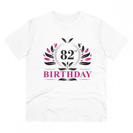 Men's PC Cotton 82nd Birthday Printed T Shirt (Color: White, Thread Count: 180GSM)