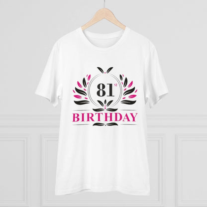 Men's PC Cotton 81st Birthday Printed T Shirt (Color: White, Thread Count: 180GSM)