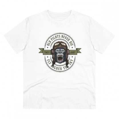 Men's PC Cotton Gorila Desing Printed T Shirt (Color: White, Thread Count: 180GSM)