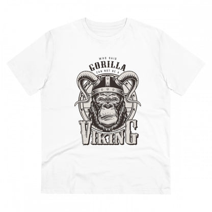 Men's PC Cotton Gorila Desing Printed T Shirt (Color: White, Thread Count: 180GSM)