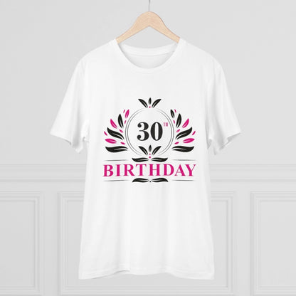 Men's PC Cotton 30th Birthday Printed T Shirt (Color: White, Thread Count: 180GSM)