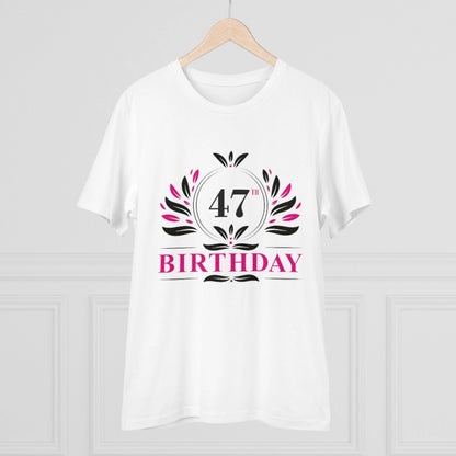 Men's PC Cotton 47th Birthday Printed T Shirt (Color: White, Thread Count: 180GSM)