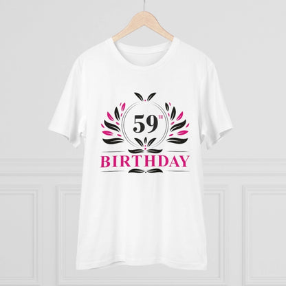Men's PC Cotton 59th Birthday Printed T Shirt (Color: White, Thread Count: 180GSM)