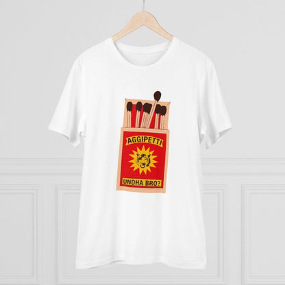 Men's PC Cotton Telugu Desing Printed T Shirt (Color: White, Thread Count: 180GSM)