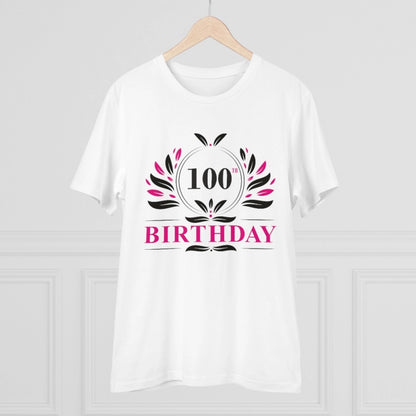 Men's PC Cotton 100th Birthday Printed T Shirt (Color: White, Thread Count: 180GSM)