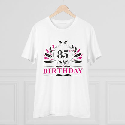 Men's PC Cotton 85th Birthday Printed T Shirt (Color: White, Thread Count: 180GSM)