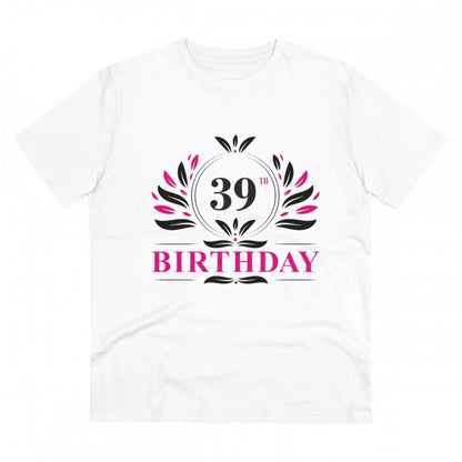Men's PC Cotton 39th Birthday Printed T Shirt (Color: White, Thread Count: 180GSM)