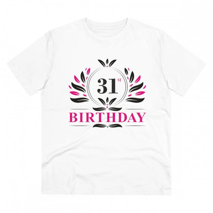 Men's PC Cotton 31st Birthday Printed T Shirt (Color: White, Thread Count: 180GSM)