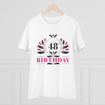 Men's PC Cotton 48th Birthday Printed T Shirt (Color: White, Thread Count: 180GSM)