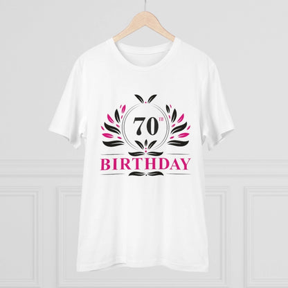 Men's PC Cotton 70th Birthday Printed T Shirt (Color: White, Thread Count: 180GSM)