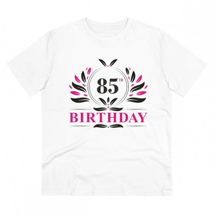 Men's PC Cotton 85th Birthday Printed T Shirt (Color: White, Thread Count: 180GSM)