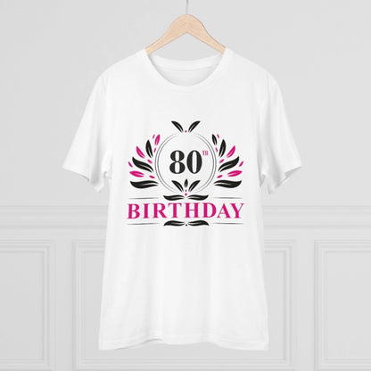 Men's PC Cotton 80th Birthday Printed T Shirt (Color: White, Thread Count: 180GSM)