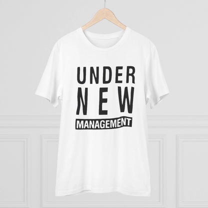 Men's PC Cotton Under New Management Desing Printed T Shirt (Color: White, Thread Count: 180GSM)