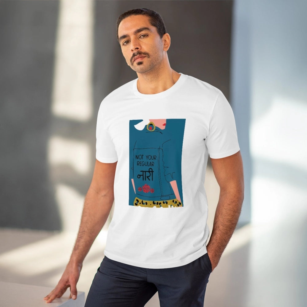 Men's PC Cotton Not Your Regular Naari Printed T Shirt (Color: White, Thread Count: 180GSM)