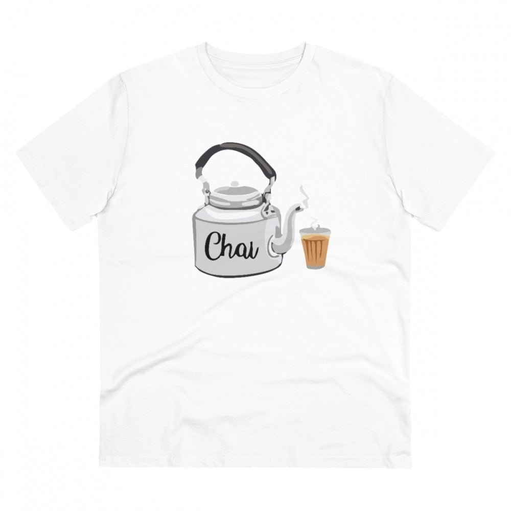 Men's PC Cotton Marathi Desing Printed T Shirt (Color: White, Thread Count: 180GSM)