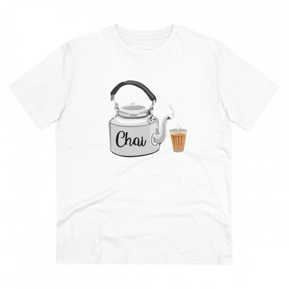 Men's PC Cotton Marathi Desing Printed T Shirt (Color: White, Thread Count: 180GSM)