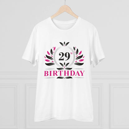 Men's PC Cotton 29th Birthday Printed T Shirt (Color: White, Thread Count: 180GSM)