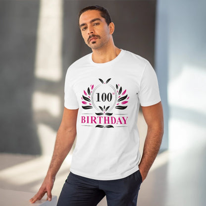 Men's PC Cotton 100th Birthday Printed T Shirt (Color: White, Thread Count: 180GSM)