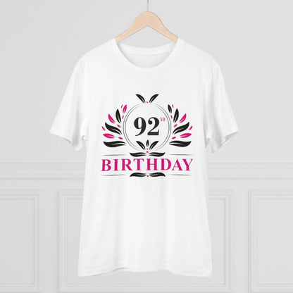 Men's PC Cotton 92nd Birthday Printed T Shirt (Color: White, Thread Count: 180GSM)