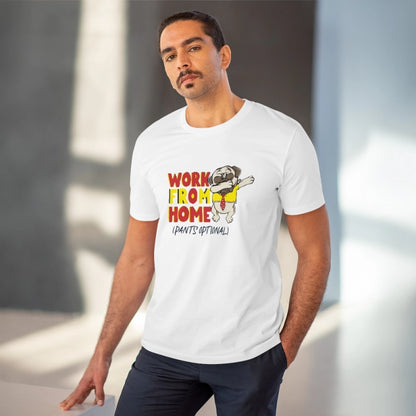 Men's PC Cotton Work From Home Desing Printed T Shirt (Color: White, Thread Count: 180GSM)