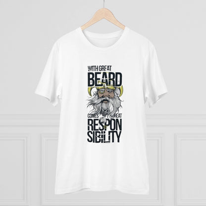 Men's PC Cotton With Great Beard Comes Printed T Shirt (Color: White, Thread Count: 180GSM)