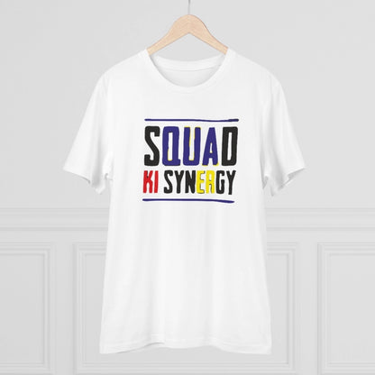 Men's PC Cotton Squed Ki Syneagy Printed T Shirt (Color: White, Thread Count: 180GSM)