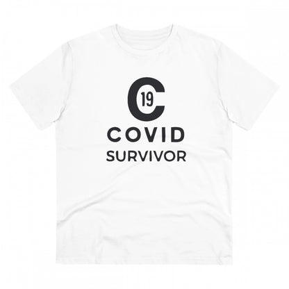Men's PC Cotton Covid 19 Survivor Printed T Shirt (Color: White, Thread Count: 180GSM)