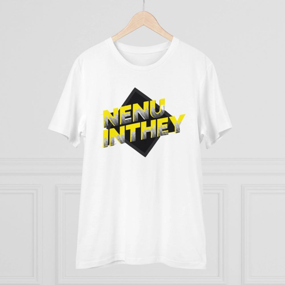 Men's PC Cotton Telugu Desing Printed T Shirt (Color: White, Thread Count: 180GSM)