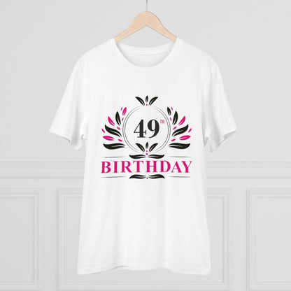 Men's PC Cotton 49th Birthday Printed T Shirt (Color: White, Thread Count: 180GSM)