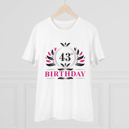 Men's PC Cotton 43rd Birthday Printed T Shirt (Color: White, Thread Count: 180GSM)